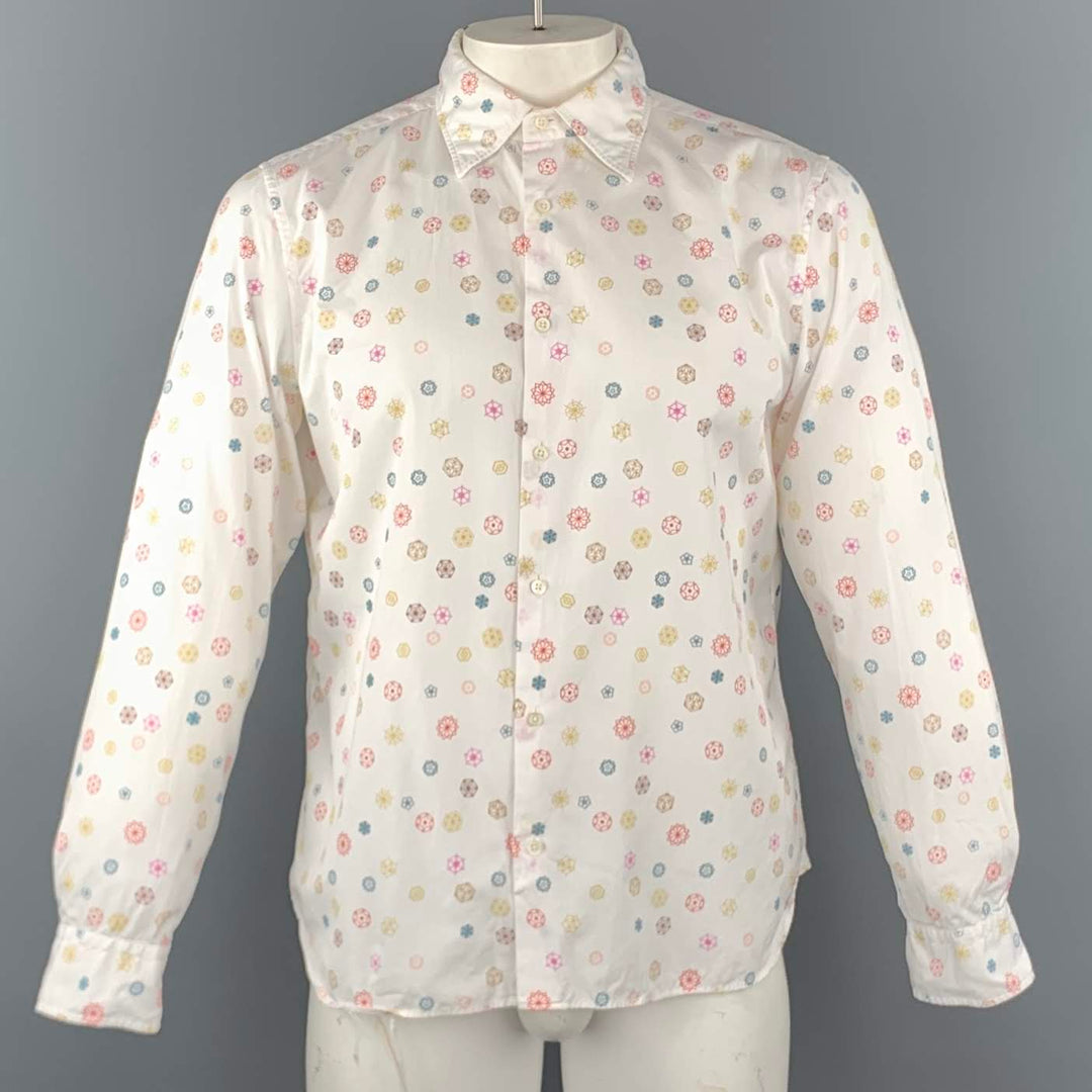 JIL SANDER Camisa de manga larga con botones de algodón con estampado blanco talla L 