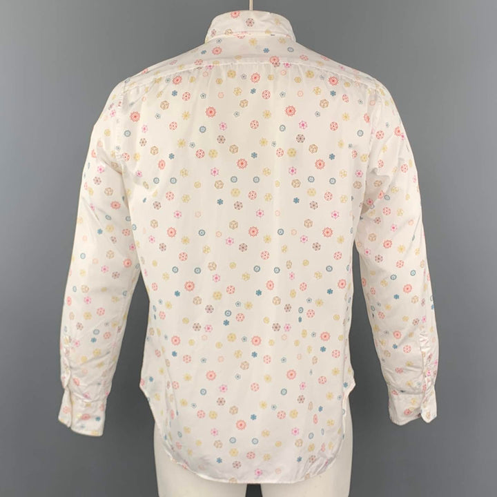 JIL SANDER Taille L Chemise à manches longues boutonnée en coton imprimé blanc 