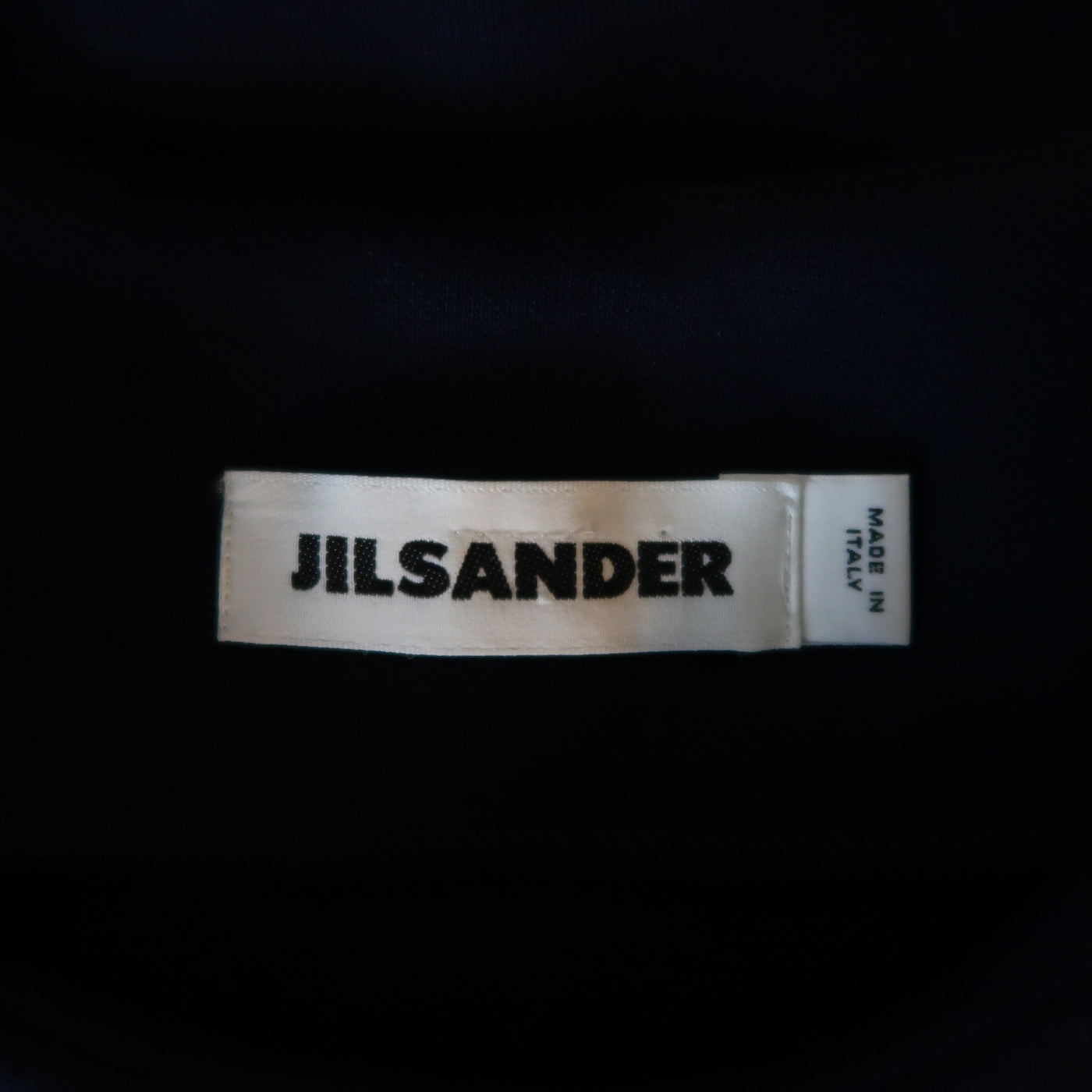 JIL SANDER Size M Navy Cotton / Polyester Jersey Short Sleeve Belted Shift Dress