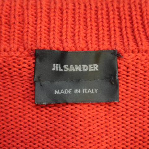 JIL SANDER Size M Red Knitted Cotton Pullover Sweater JIL SANDER