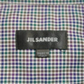 Size S JIL SANDER Navy & Green Checkered Cotton Button Up Long Sleeve Shirt JIL SANDER