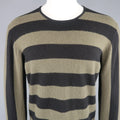 JIL SANDER Size XL Black & Olive Green Striped Cashmere Pullover Sweater JIL SANDER