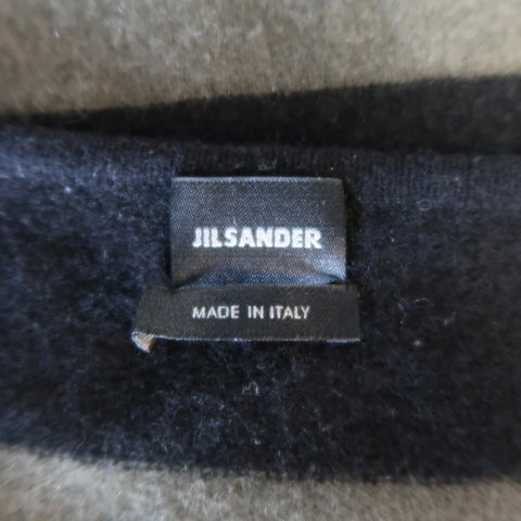 JIL SANDER Size XL Black & Olive Green Striped Cashmere Pullover Sweater JIL SANDER