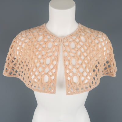 JOANNA MASTROIANNI Size S Salmon Pink Beaded Mesh Capelet