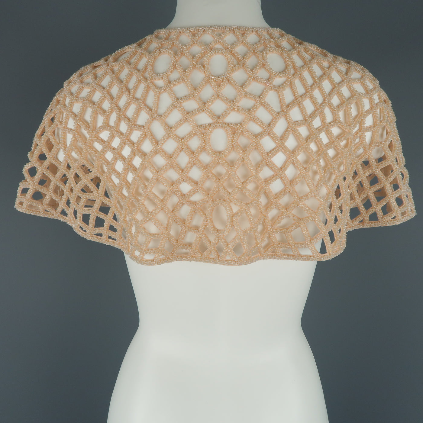 JOANNA MASTROIANNI Size S Salmon Pink Beaded Mesh Capelet