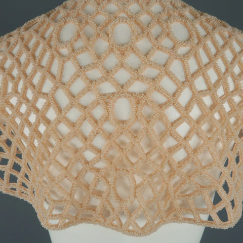 JOANNA MASTROIANNI Size S Salmon Pink Beaded Mesh Capelet JOANNA MASTROIANNI