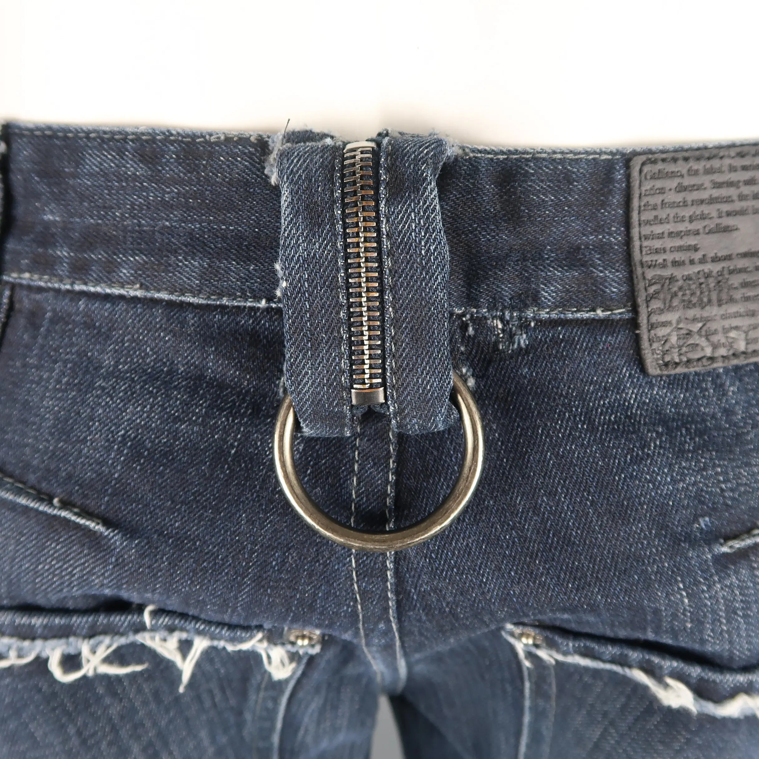 JOHN GALLIANO Size 30 Navy Wash Distressed Denim Back Hoop Jeans