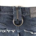 JOHN GALLIANO Size 30 Navy Wash Distressed Denim Back Hoop Jeans JOHN GALLIANO