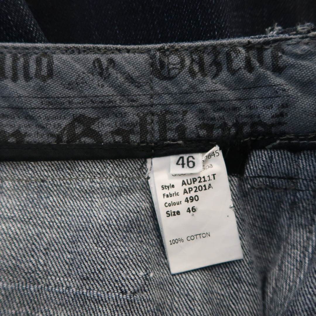 JOHN GALLIANO Size 30 Navy Wash Distressed Denim Back Hoop Jeans