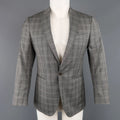 JOHN VARVATOS 36 Grey Plaid Wool Peak Lapel Sport Coat JOHN VARVATOS