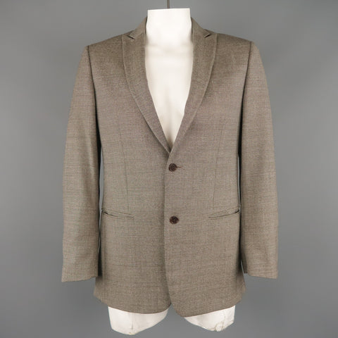 JOHN VARVATOS Chest Size 38 Regular Brown & Grey Nailhead Virgin Wool Sport Coat