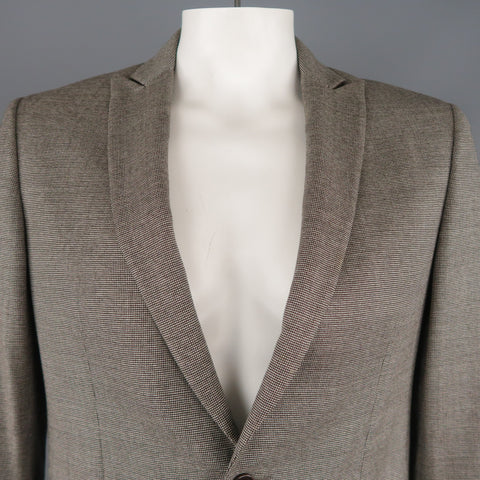 JOHN VARVATOS Chest Size 38 Regular Brown & Grey Nailhead Virgin Wool Sport Coat