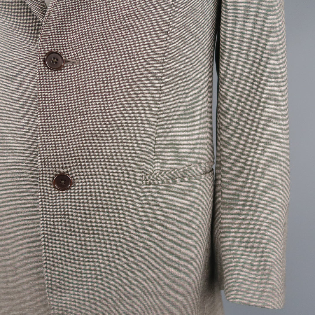 JOHN VARVATOS Pecho 38 Abrigo deportivo regular de lana virgen Nailhead marrón y gris