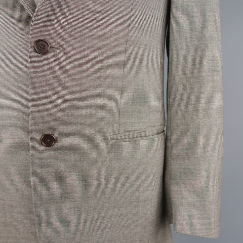 JOHN VARVATOS Chest Size 38 Regular Brown & Grey Nailhead Virgin Wool Sport Coat