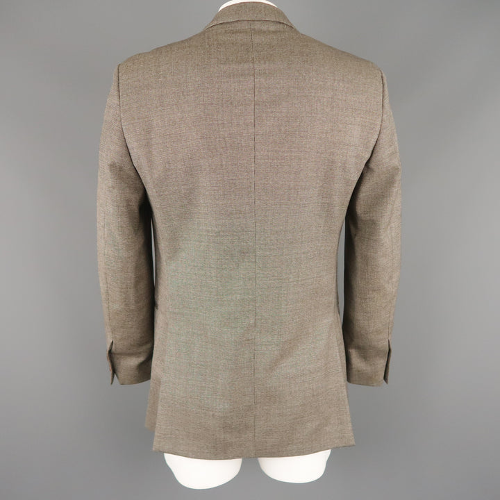 JOHN VARVATOS Chest Size 38 Regular Brown & Grey Nailhead Virgin Wool Sport Coat