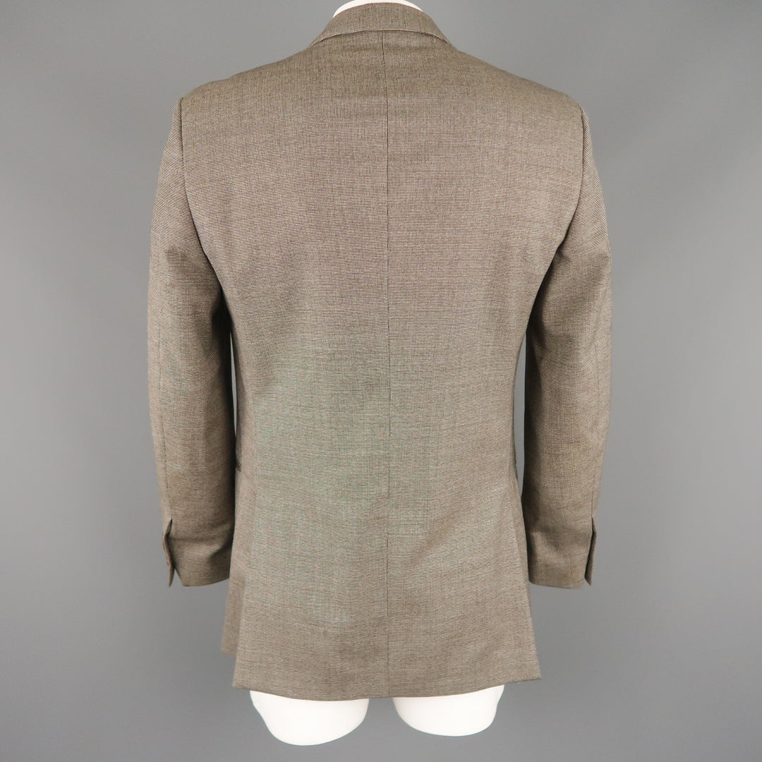 JOHN VARVATOS Taille de poitrine 38 Manteau de sport en laine vierge marron et gris à tête de clou régulière