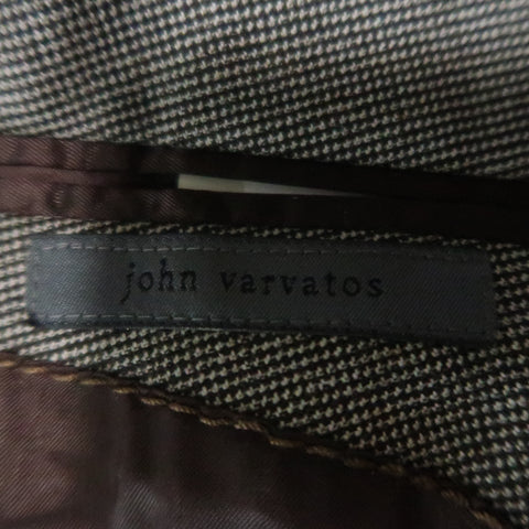 JOHN VARVATOS Chest Size 38 Regular Brown & Grey Nailhead Virgin Wool Sport Coat