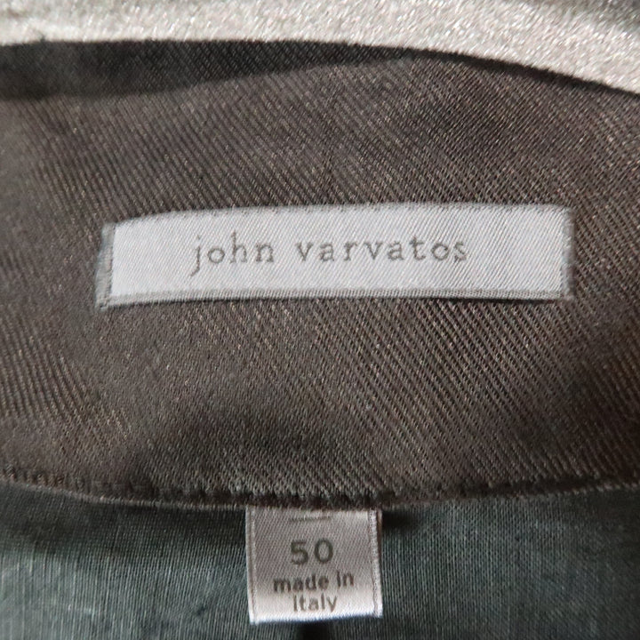 JOHN VARVATOS 40 Regular Black Solid Linen / Viscose Notch Lapel  Sport Coat
