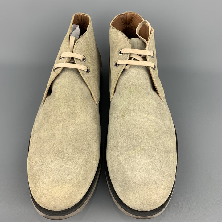 JOHN VARVATOS Size 12 Grey Dirty Wash Lace Up Desert Boots