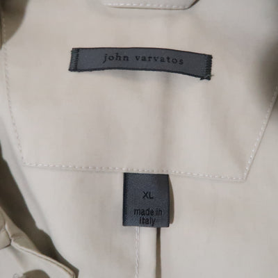 JOHN VARVATOS Chest Size XL Khaki Solid Cotton Belted Coat