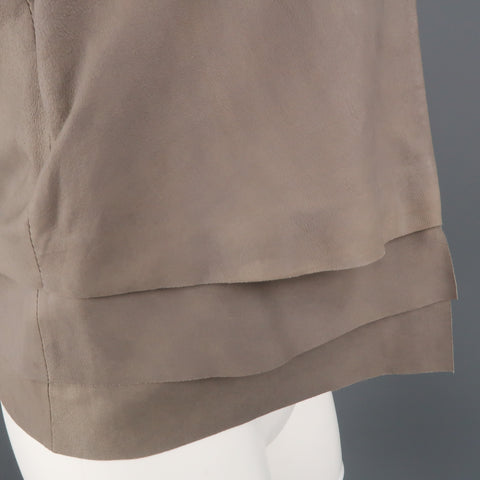 JOIE Size XS Taupe Gray Leather Collarless Open Jacket