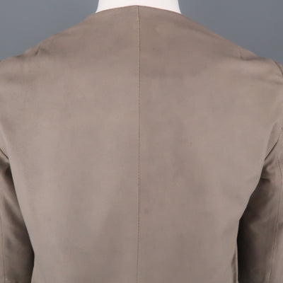 JOIE Size XS Taupe Gray Leather Collarless Open Jacket