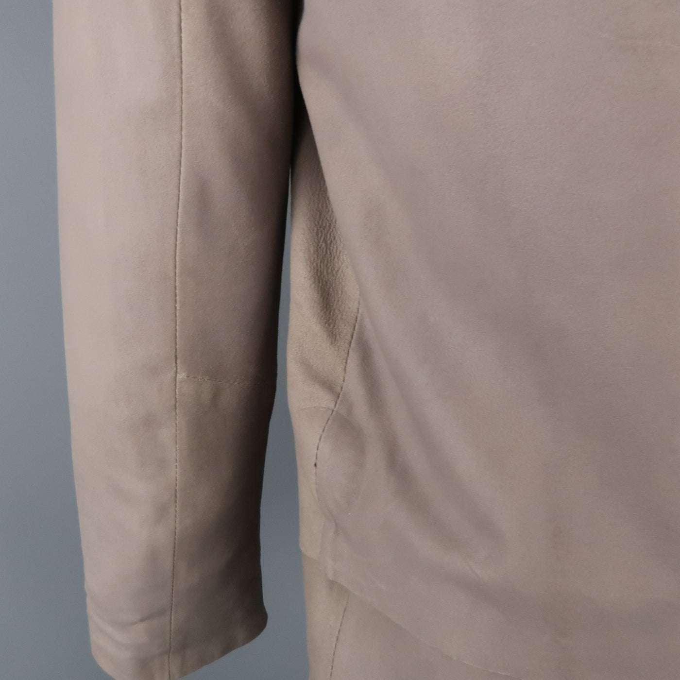 JOIE Size XS Taupe Gray Leather Collarless Open Jacket