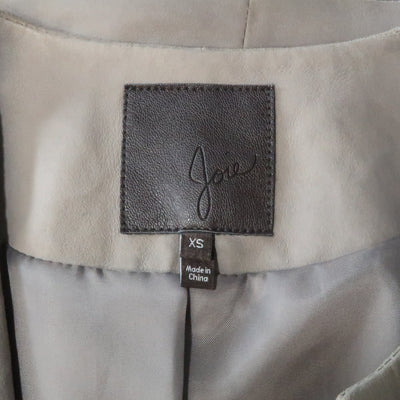 JOIE Size XS Taupe Gray Leather Collarless Open Jacket