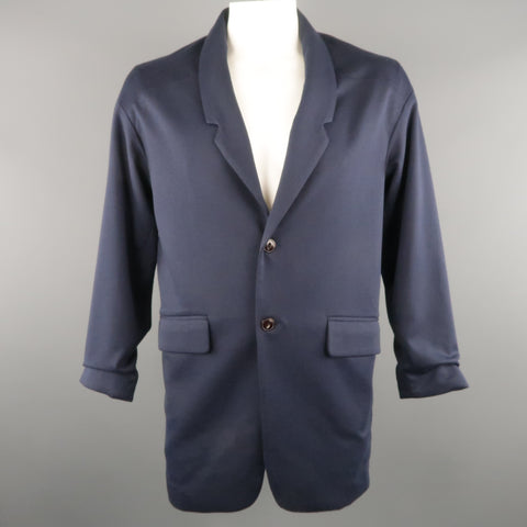 JUNDRO 40 Navy Wool Blend Long Coat