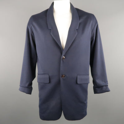 JUNDRO 40 Navy Wool Blend Long Coat