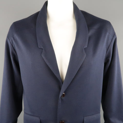 JUNDRO 40 Navy Wool Blend Long Coat