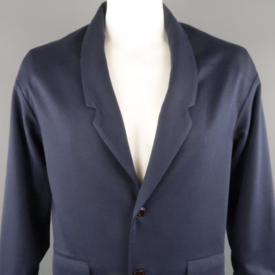 JUNDRO 40 Navy Wool Blend Long Coat
