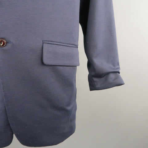 JUNDRO 40 Navy Wool Blend Long Coat