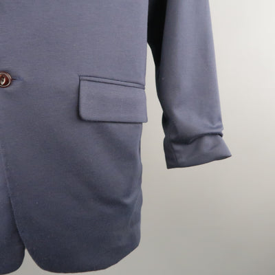 JUNDRO 40 Navy Wool Blend Long Coat