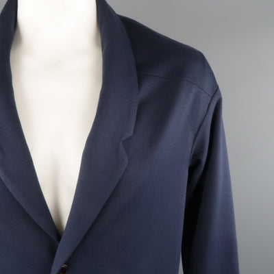 JUNDRO 40 Navy Wool Blend Long Coat
