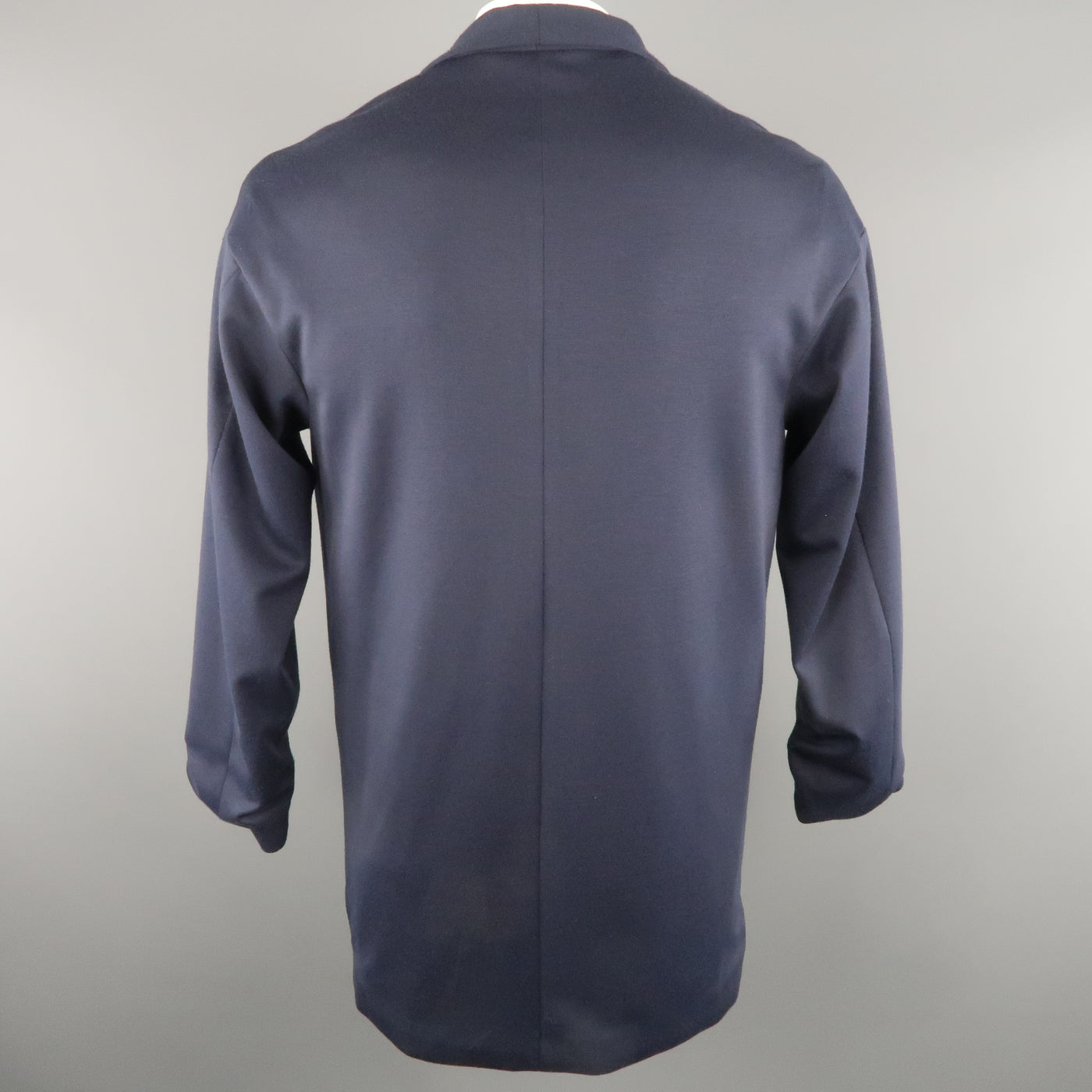 JUNDRO 40 Navy Wool Blend Long Coat