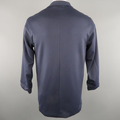 JUNDRO 40 Navy Wool Blend Long Coat