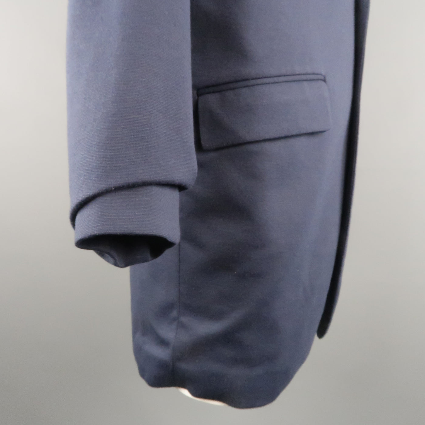 JUNDRO 40 Navy Wool Blend Long Coat