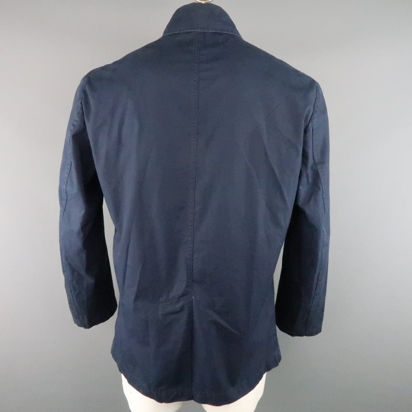 JUNYA WATANABE L Navy Solid Cotton Double Breasted Peacoat Jacket