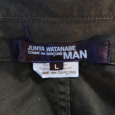 JUNYA WATANABE L Navy Solid Cotton Double Breasted Peacoat Jacket