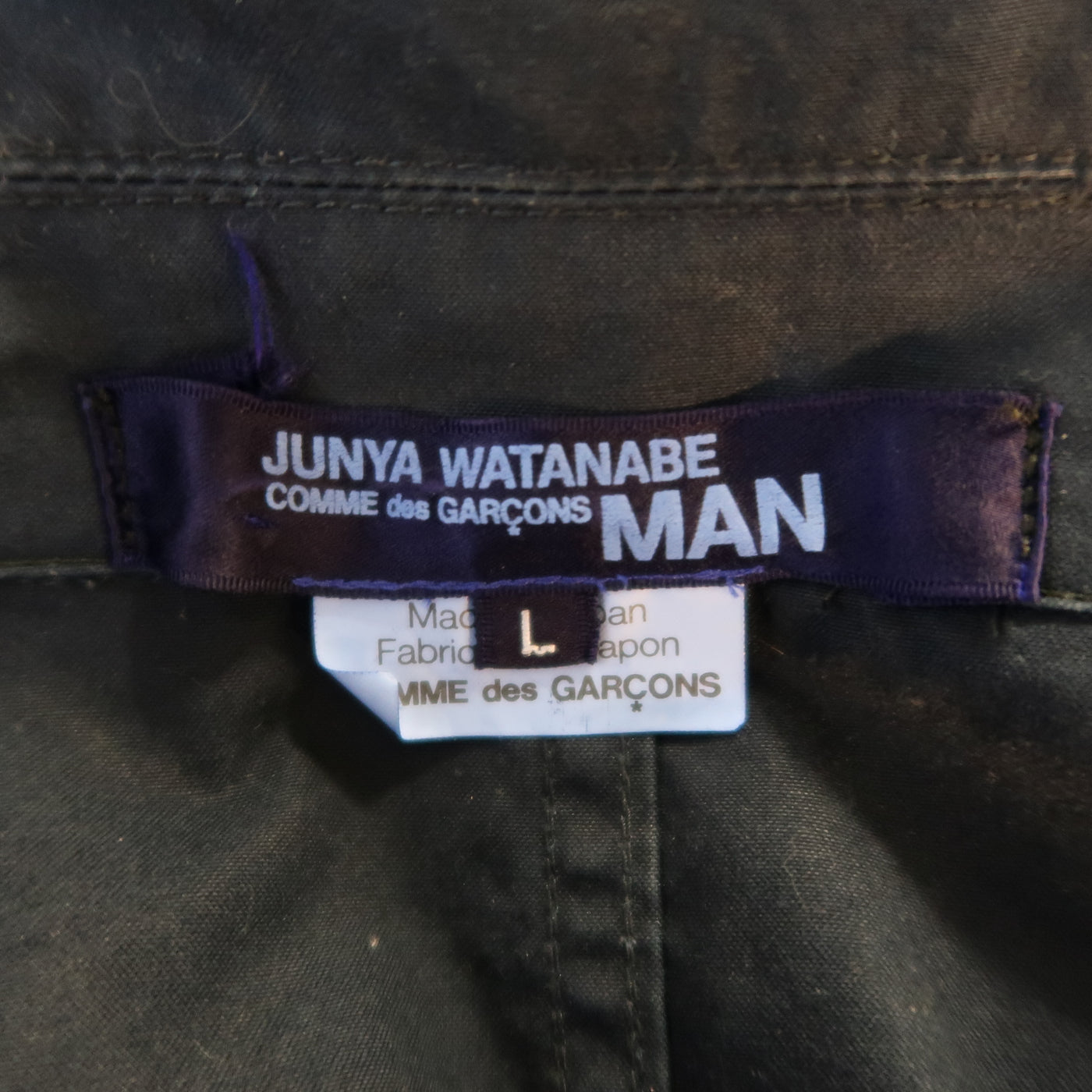 JUNYA WATANABE L Navy Solid Cotton Double Breasted Peacoat Jacket