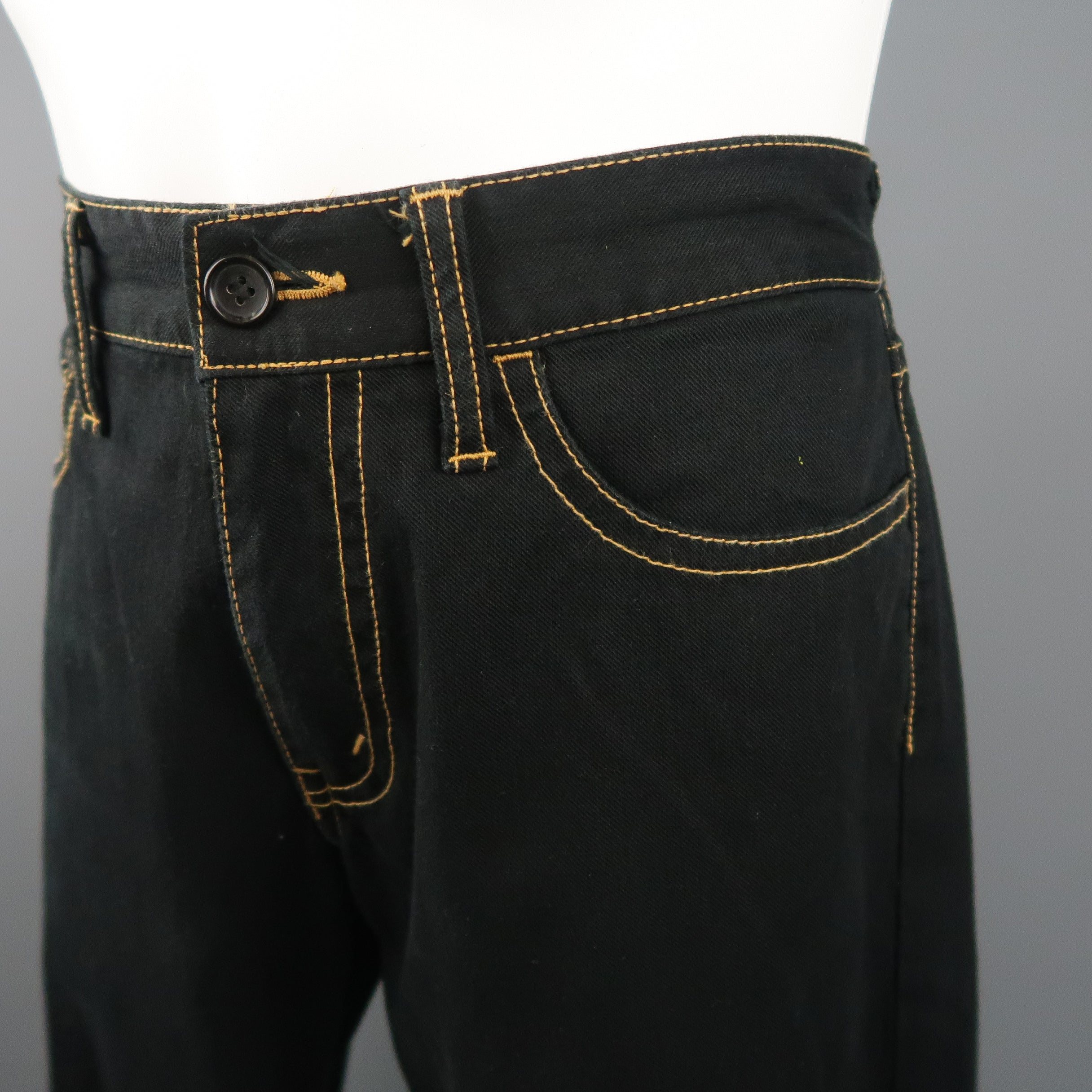 JUNYA WATANABE Size 34 Black Gold Contrast Stitch Jeans – Sui