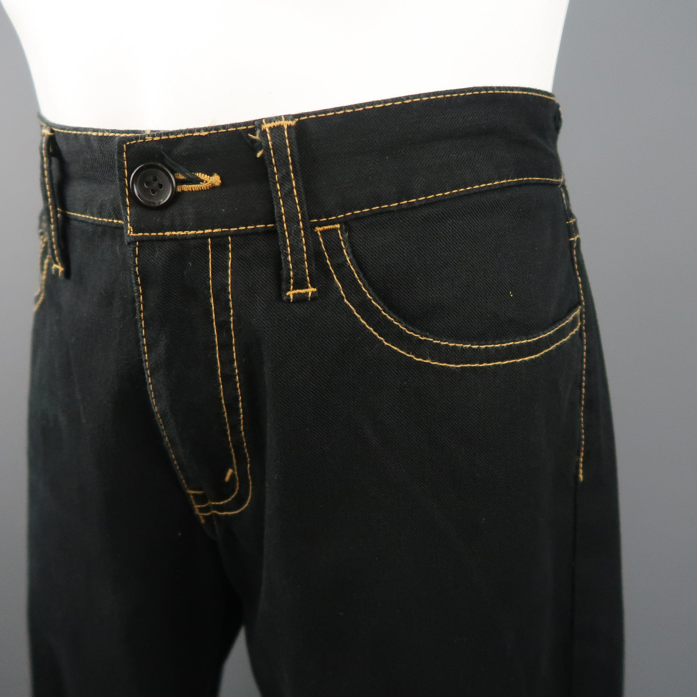 JUNYA WATANABE Size 34 Black Gold Contrast Stitch Jeans