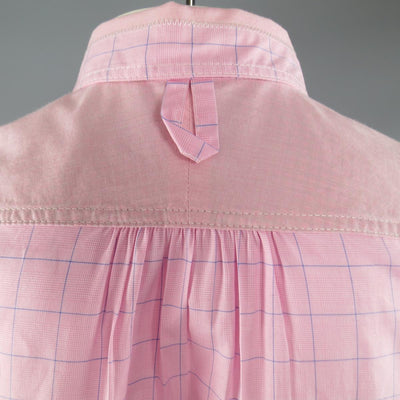 JUNYA WATANABE Size L Pink & Blue Window Pane Cotton Long Sleeve Shirt 2012