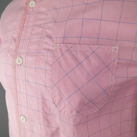 JUNYA WATANABE Size L Pink & Blue Window Pane Cotton Long Sleeve Shirt 2012