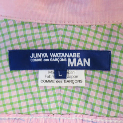 JUNYA WATANABE Size L Pink & Blue Window Pane Cotton Long Sleeve Shirt 2012