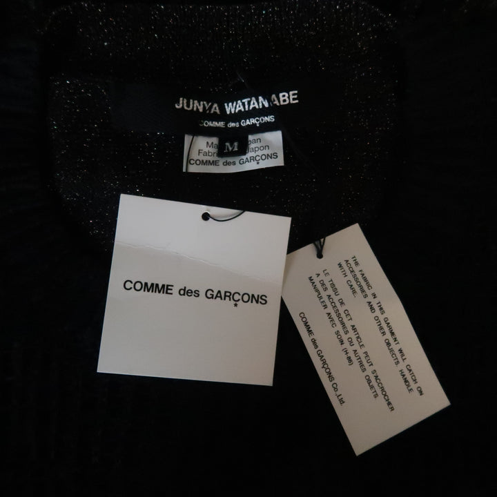 JUNYA WATANABE Size M Black Distressed Knit Short Sleeve Pullover