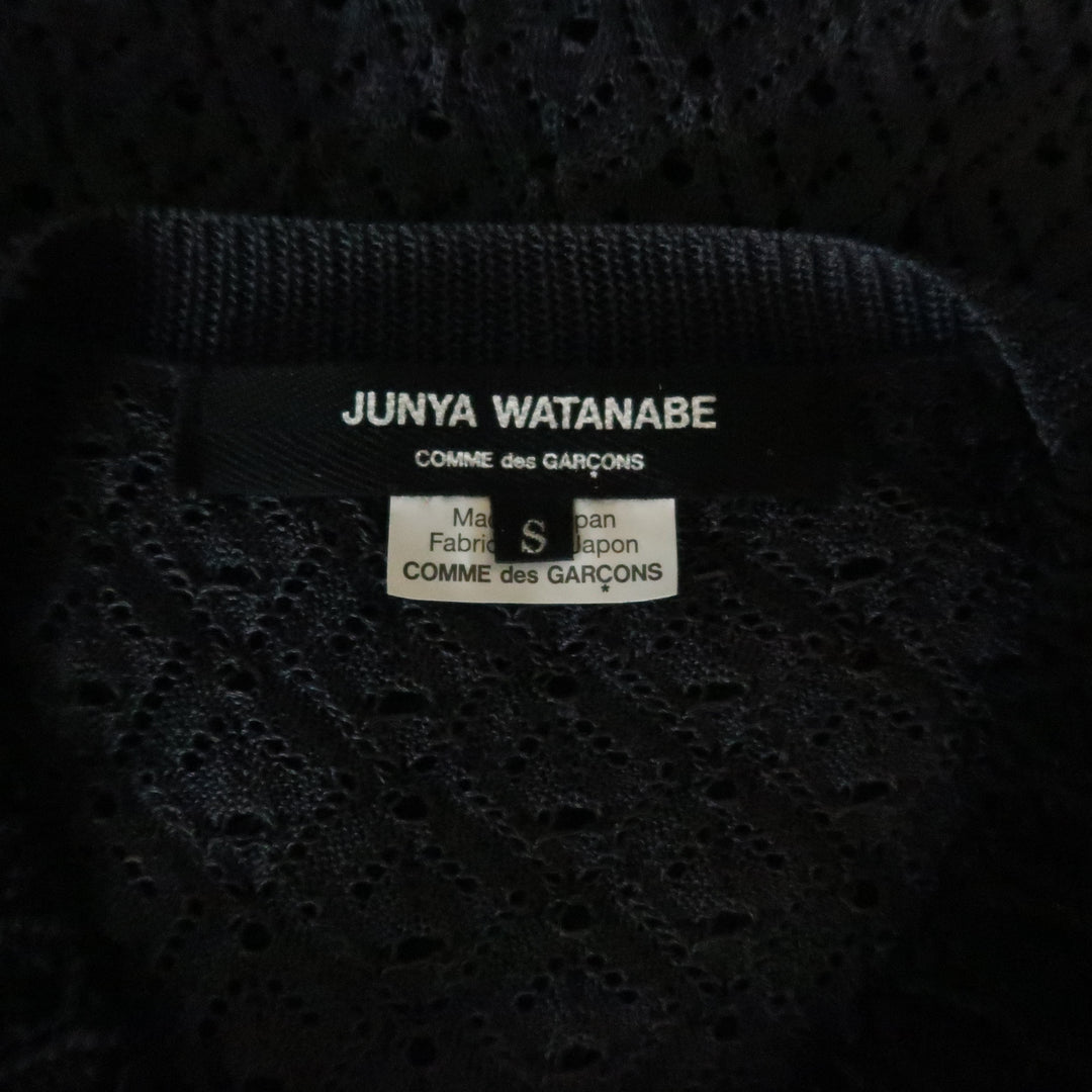 JUNYA WATANABE Size S Black & Gray Distressed Cable Knit Pullover