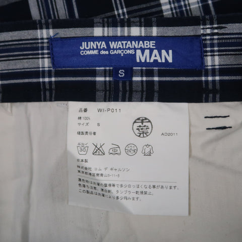 JUNYA WATANABE Size S Navy & White Plaid Cotton Zip Fly Shorts