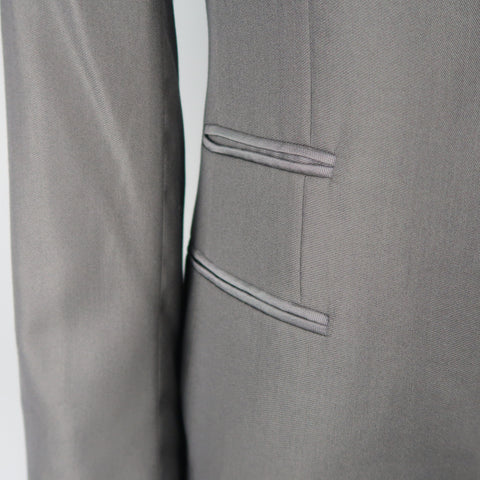 JUST CAVALLI 42 Black Wool Blend Satin Piping Peak Lapel Sport Coat Jacket